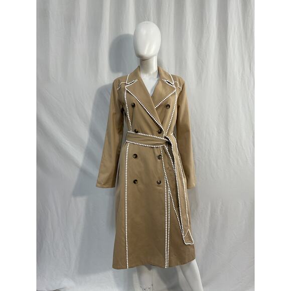 L'Agence 'Love' Beige Cotton Trench Coat Size 2 - Picture 2 of 5